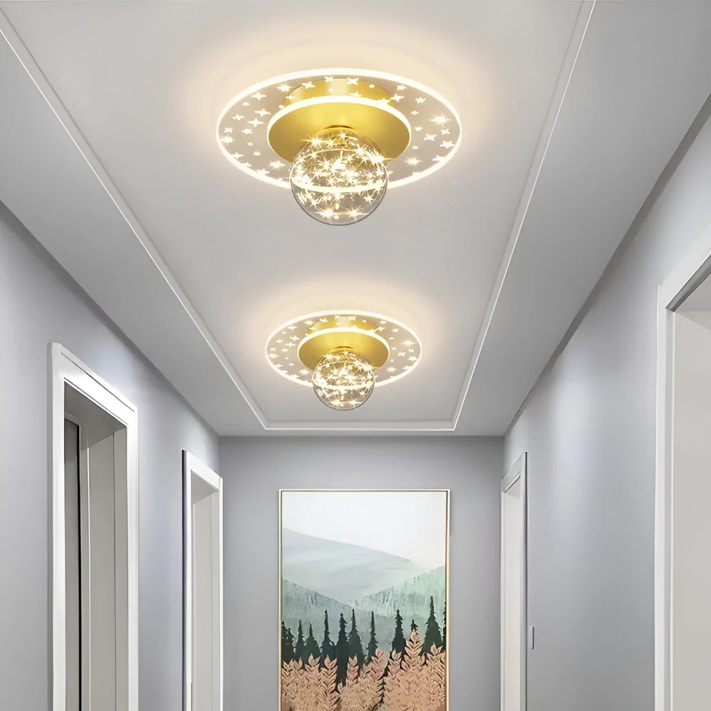 Modern minimalist corridor ceiling lamp with remote control in gold, black, or white finish