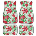 Black printed rubber car floor mats, four-piece set showing textured surface and 20mm thickness.