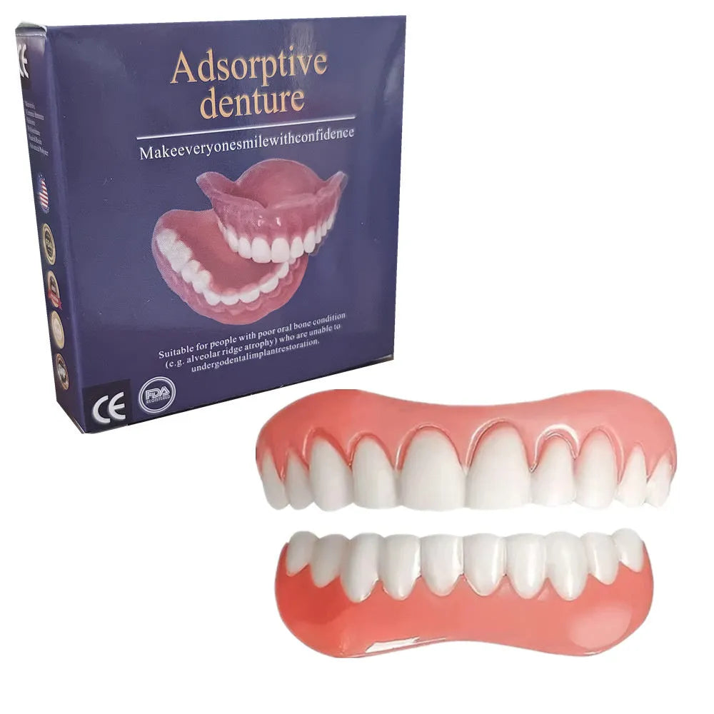 Silicone simulation smile dentures for dental training with upper and lower teeth set