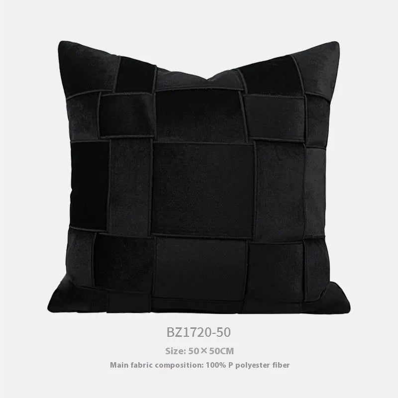 Square chenille woven cushion in 50x50cm size with feather velvet filler