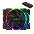 Three black 120mm RGB PC case fans with transparent blades and hydraulic bearings