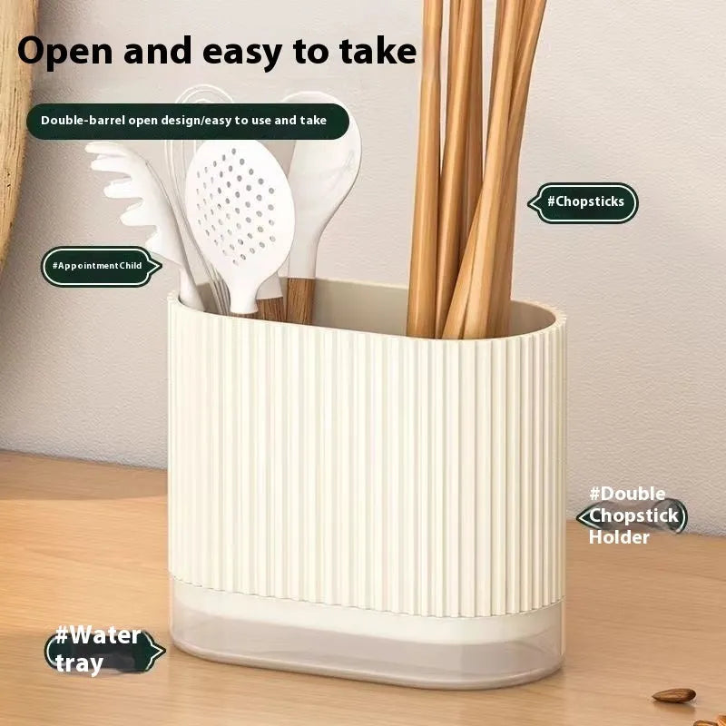 Plastic cross-border drain chopsticks tube for kitchen wall mounting in beige, dark green or orange