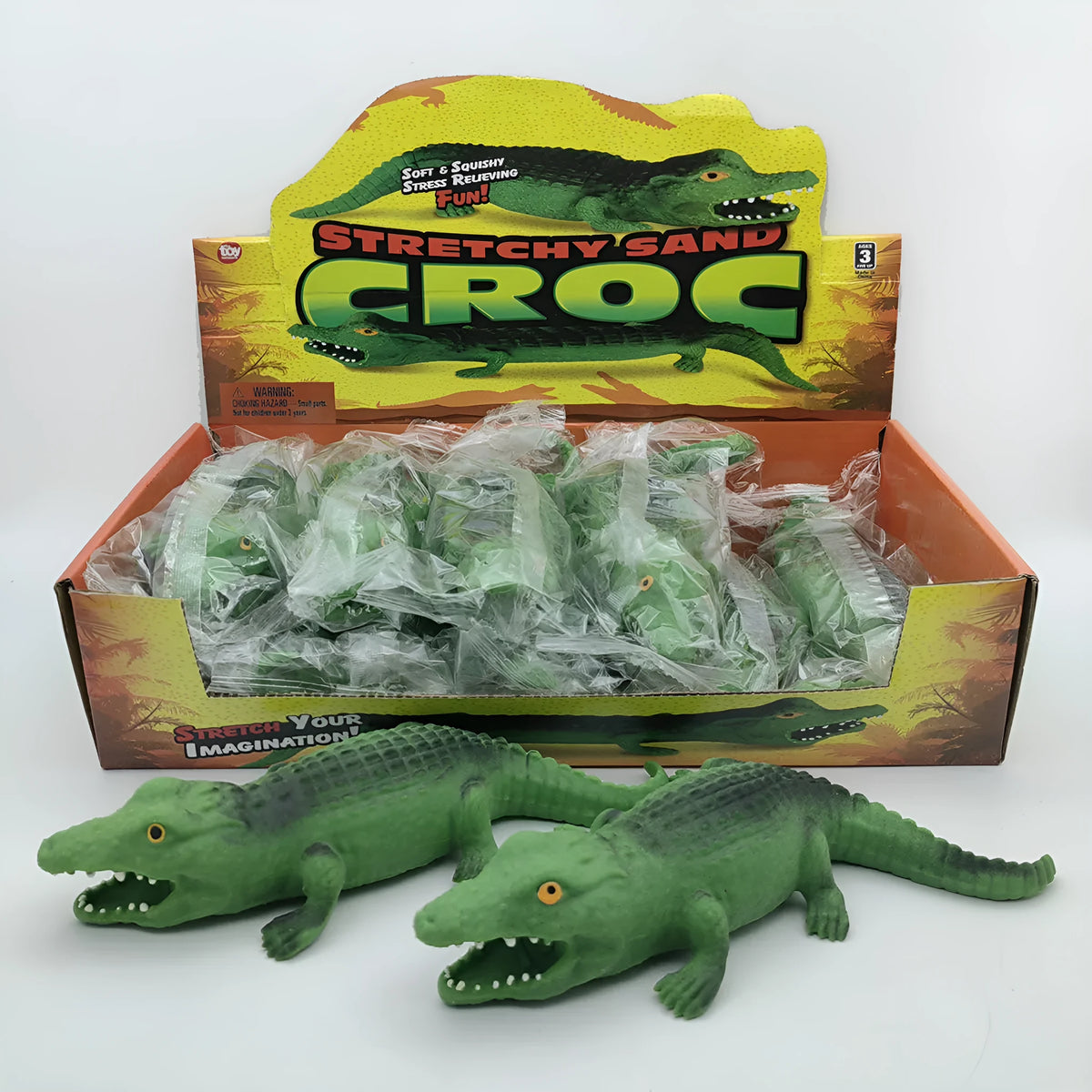 TPR crocodile shaping sand toy in Crocodile colour, single-pack interactive decompression toy for grasping practice