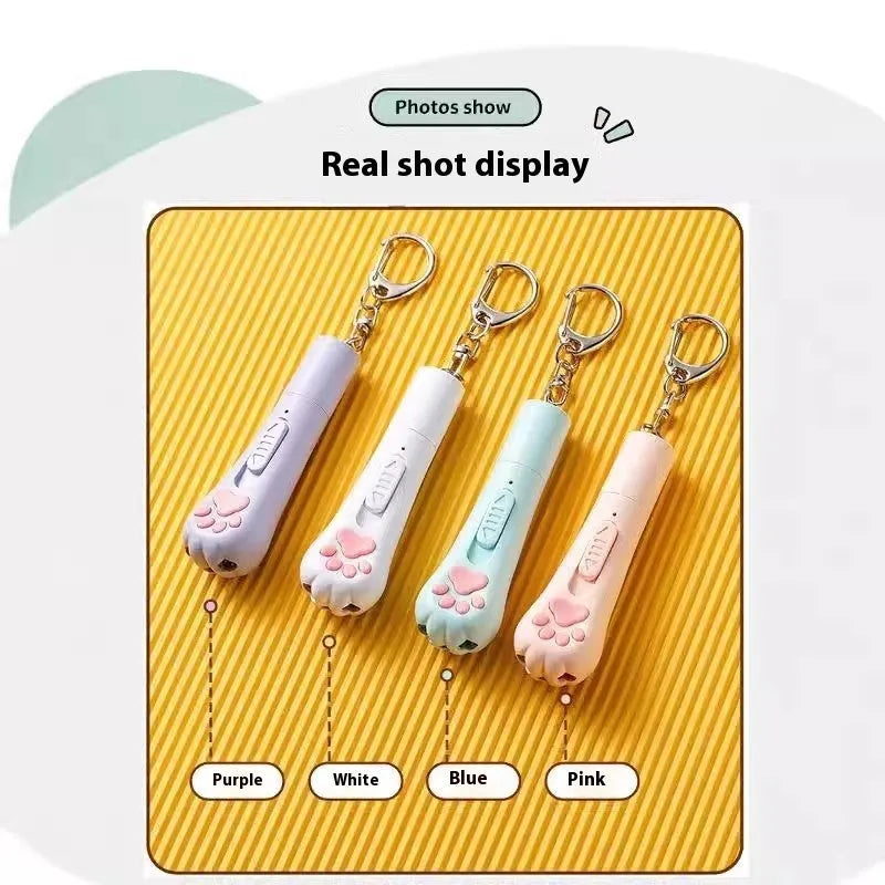 Plastic cat pen light charging toy in cream white, pink or sky blue colours with self-hi relieving stuffy feature