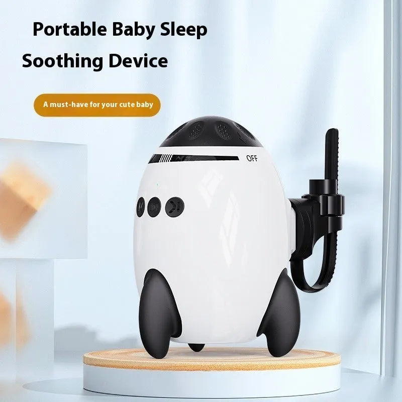White portable baby sleep comforter with automatic shaking function for pram attachment