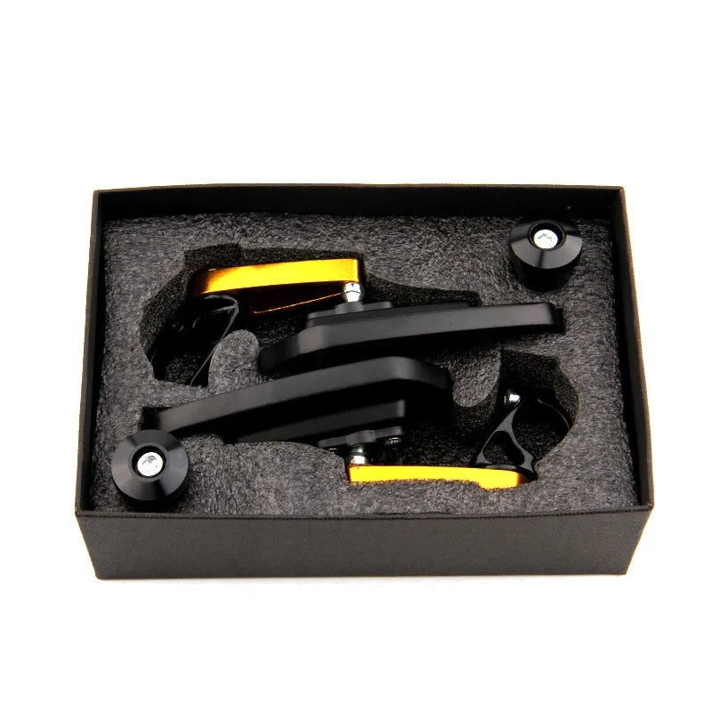 Motorcycle modified aluminum alloy rearview mirror, CNC machined 6061, black finish, 8 cm diameter, adjustable angle