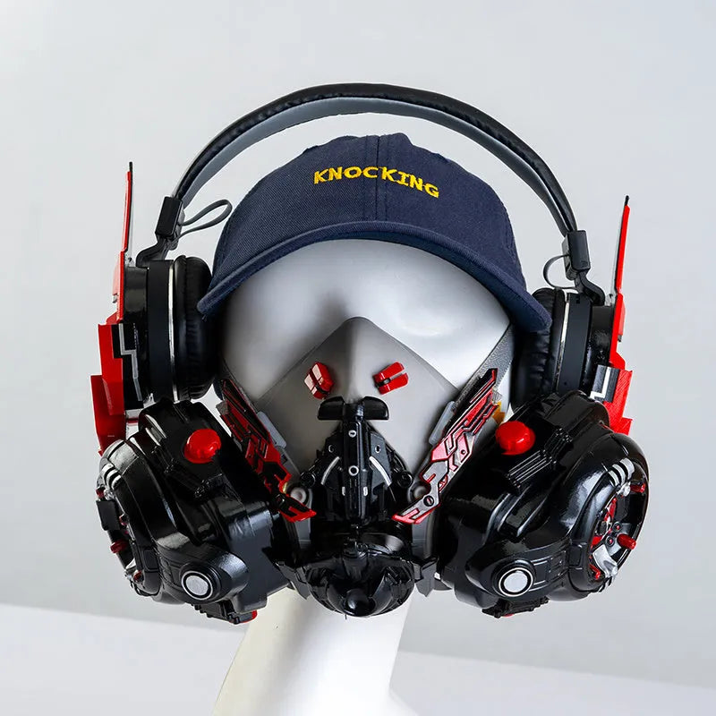 Men's Tech Mecha Wireless Bluetooth Headphones in four colours: Red, Blue, Pink, White, with plastic build