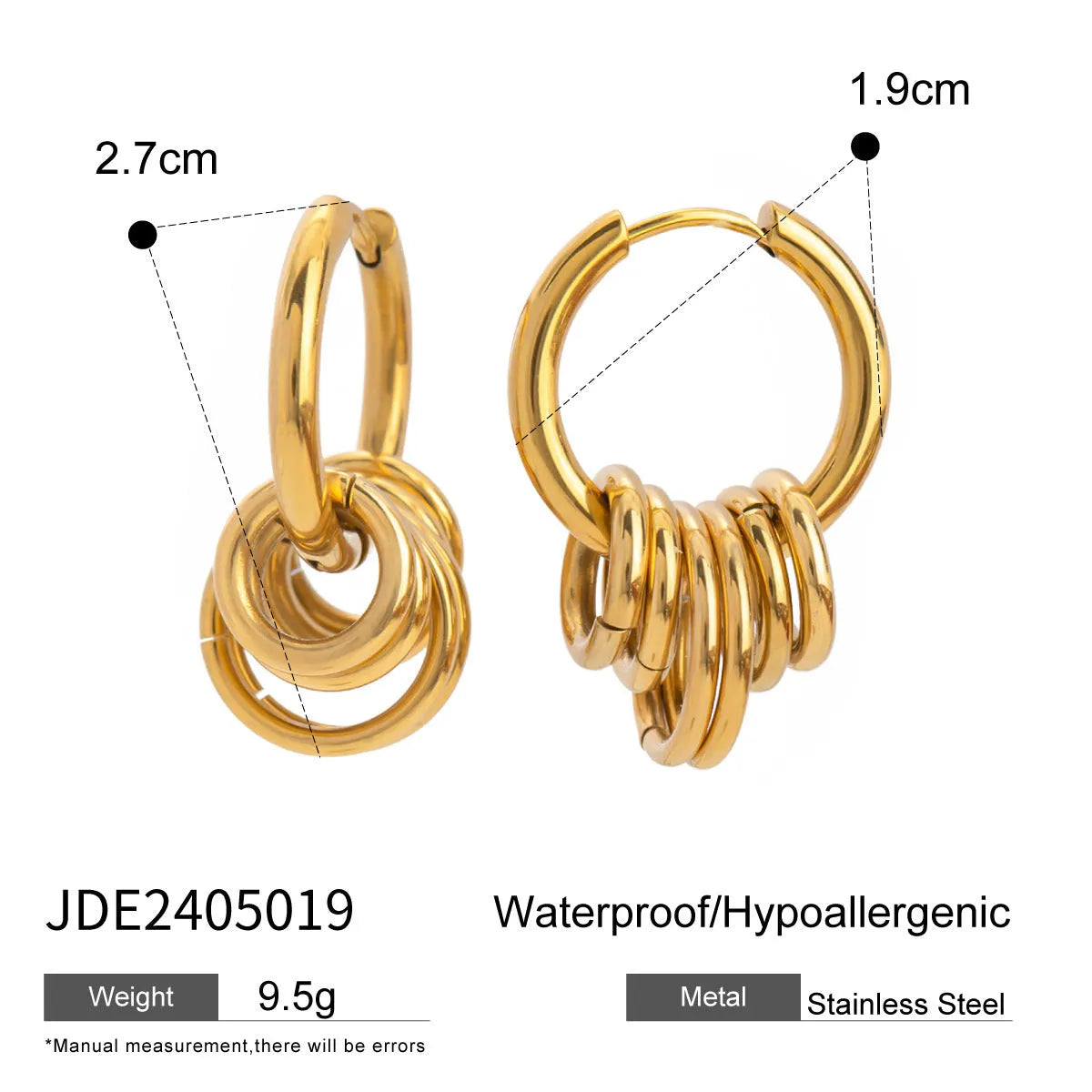 Stainless steel electroplated colour matching earrings with ins style design