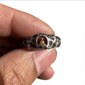 Copper Buddha ring with hand-forged grotto rock texture, size 8, retro unisex design