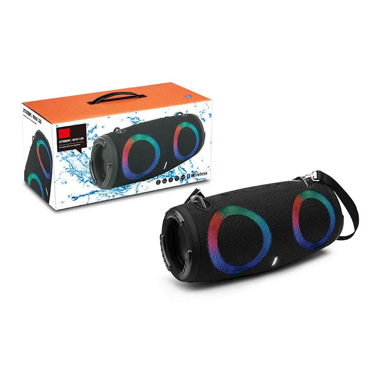 War Drum portable Bluetooth speaker with RGB coloured lights in multiple colour options.
