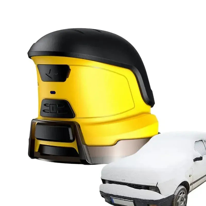 Yellow cordless electric car ice scraper with USB charging cable