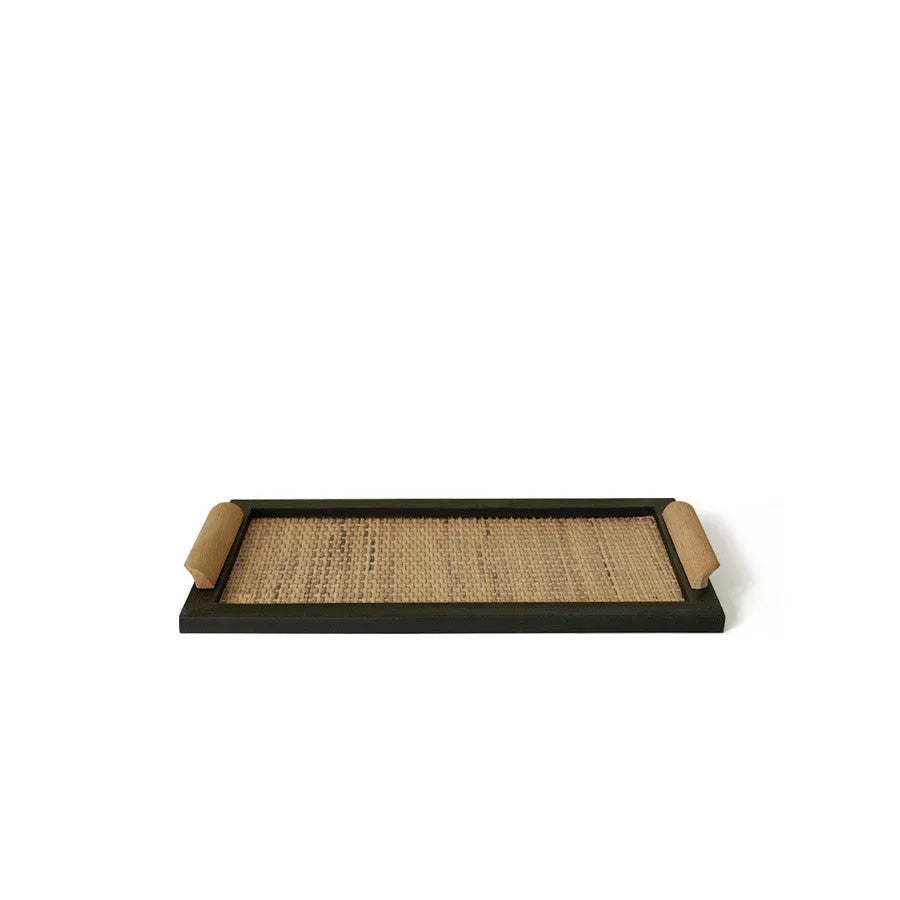 Pine wood dining tray with an elegant house design storage compartment.