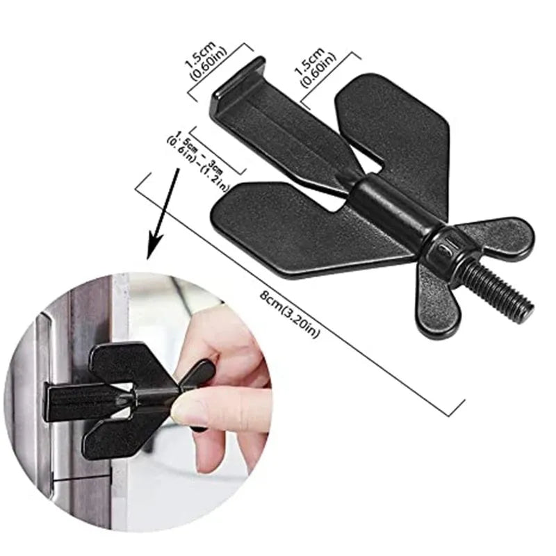 Portable hotel door lock in black, 304 stainless steel, anti-theft door stopper for travel and home safety