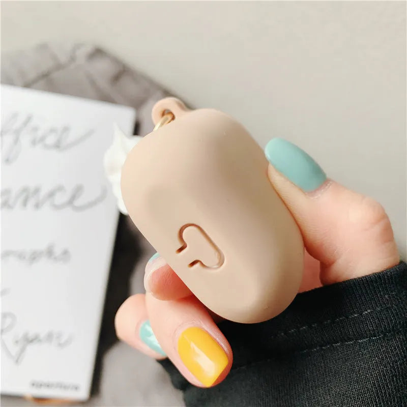 Cylinder ice cream design AirPods 2 silicone case with transparent finish showing device colour