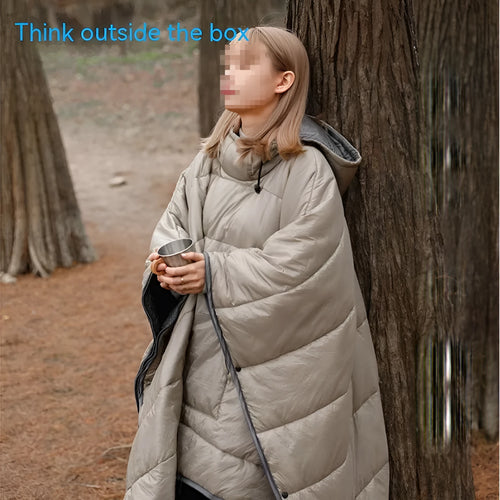 Army Green adult wearable cloak sleeping bag unfolded showing 200x140cm size
