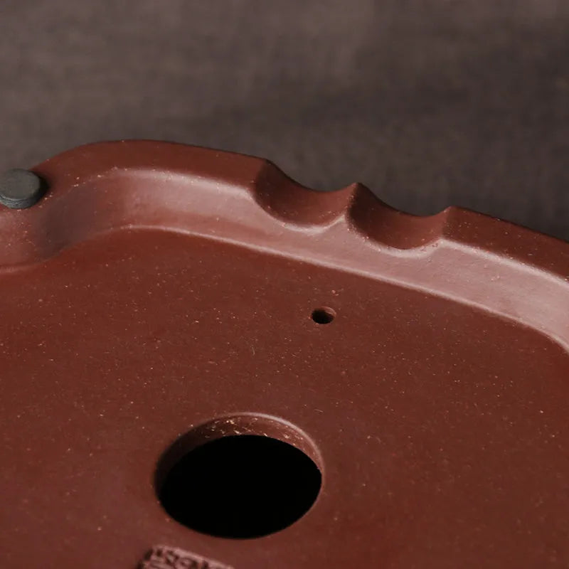Handmade purple clay bonsai basin with classical Chinese plain design measuring 25×20×7cm