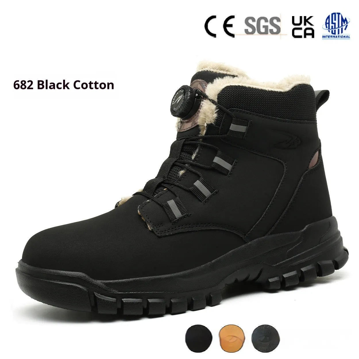 Leather and rubber anti-smashing safety shoes in black, yellow and grey colour options