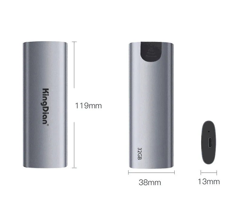 Grey portable external solid state drive SSD with USB 3.0 interface for mobile phones