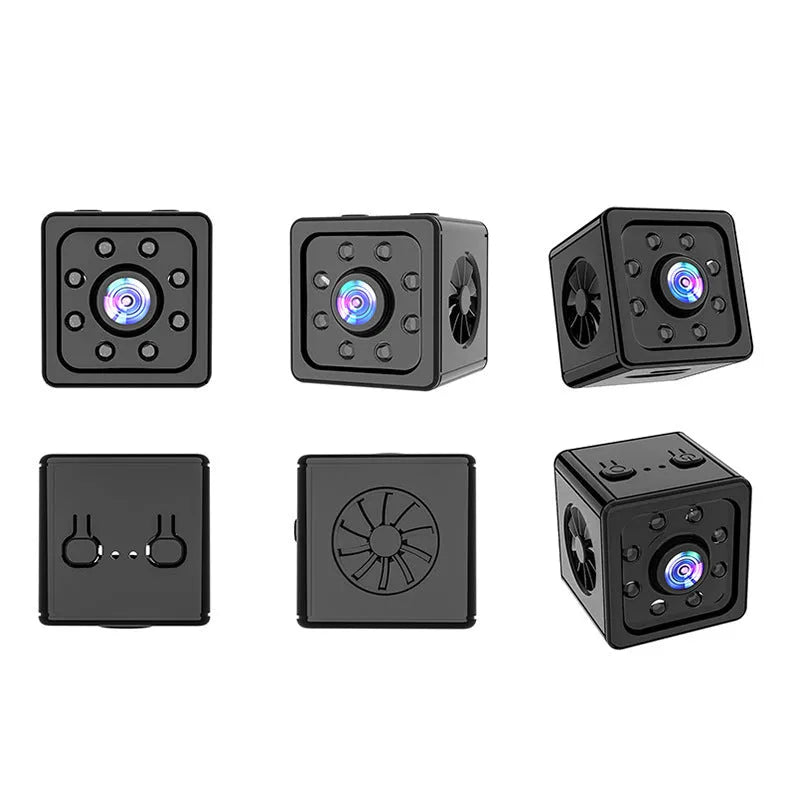 Black K13 remote network sports camera with cubic 26mm ABS body and mounting bracket.
