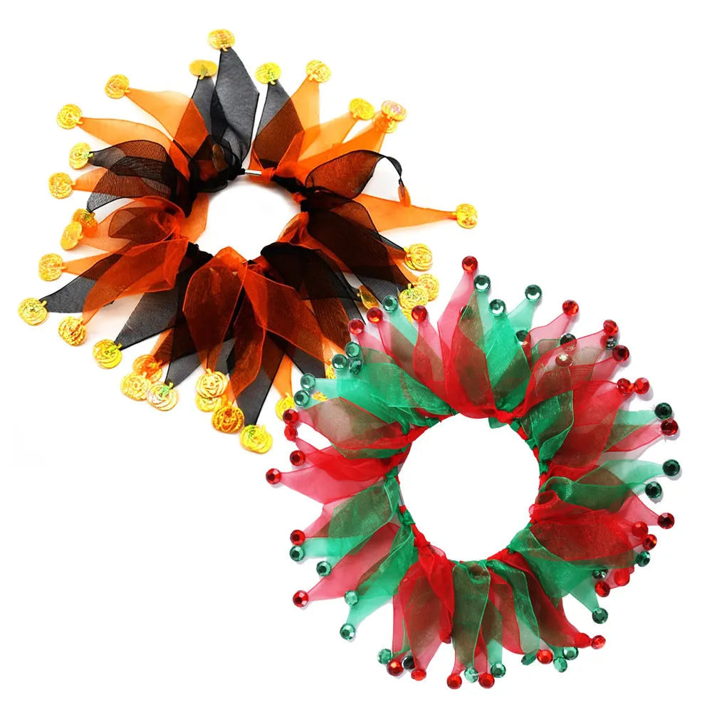 Tie-dyed fabric dog collar in green, blue, Halloween, or Christmas style patterns