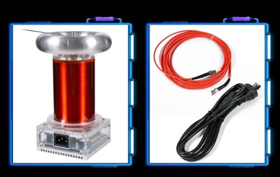 220V music Tesla coil driver board with controller and cables for SSTC plasma demonstrations.