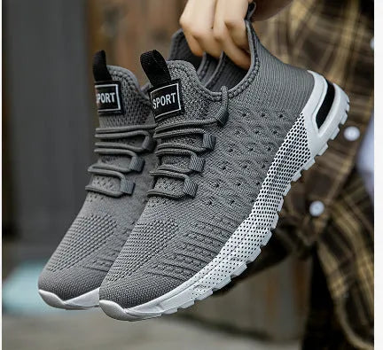 Men's solid colour mesh casual shoes in Army Green, shown in a side profile.