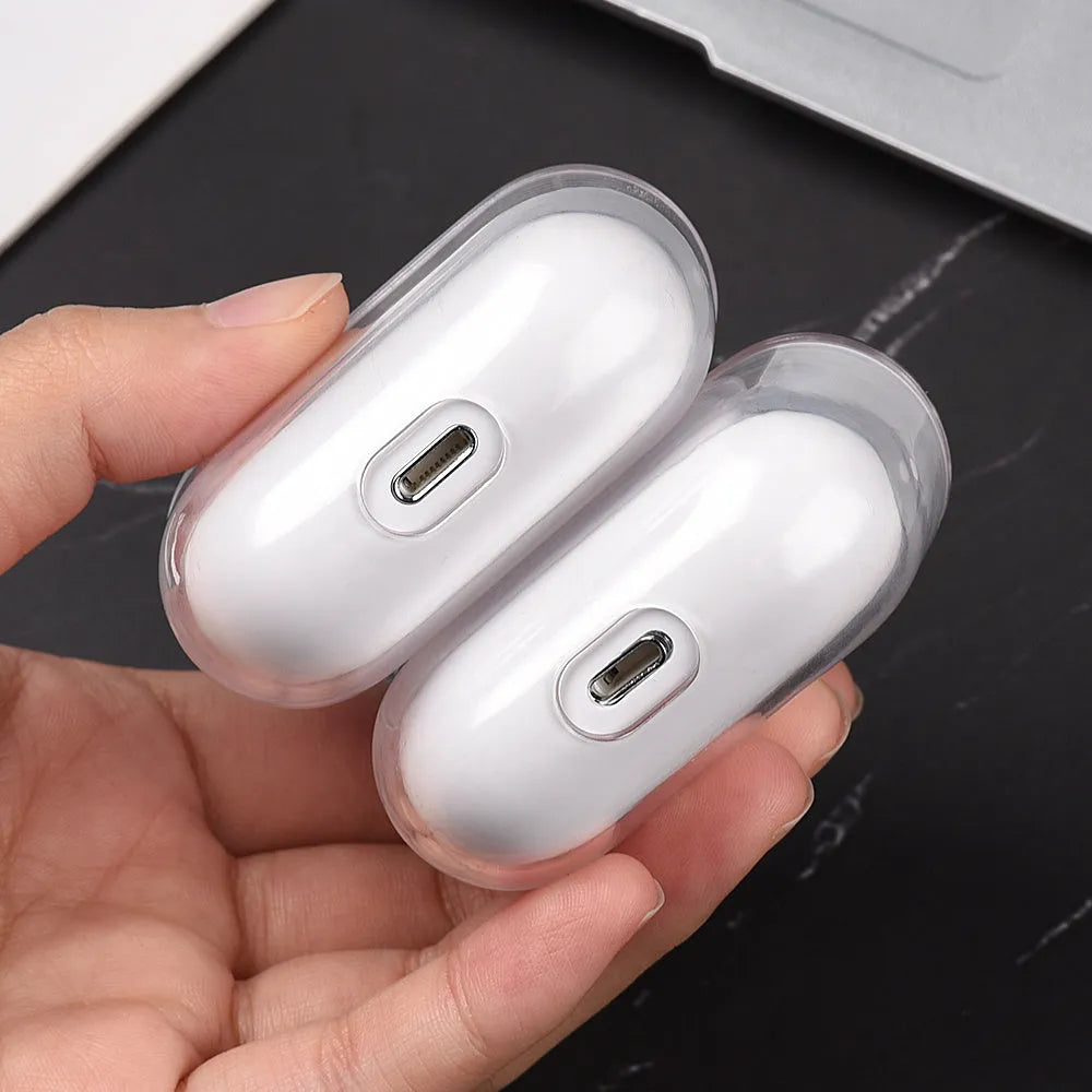 Transparent PC hard shell case for AirPods 2 3 Pro 1 charging box, 1.8mm thick, clear