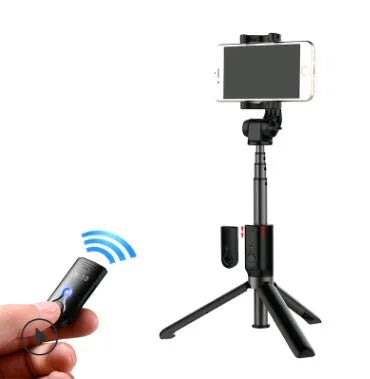 Aluminium alloy Bluetooth selfie stick with tripod legs and remote control for smartphones
