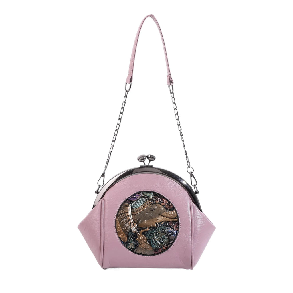 Women’s PU Western underarm clip shoulder messenger bag in shell shape with spliced detail, 20x18x9cm, colour black