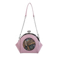 Women’s PU Western underarm clip shoulder messenger bag in shell shape with spliced detail, 20x18x9cm, colour black