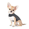 Heather Grey dog anxiety pressure vest made of brocade cotton ponte-de-roma on a medium-sized dog