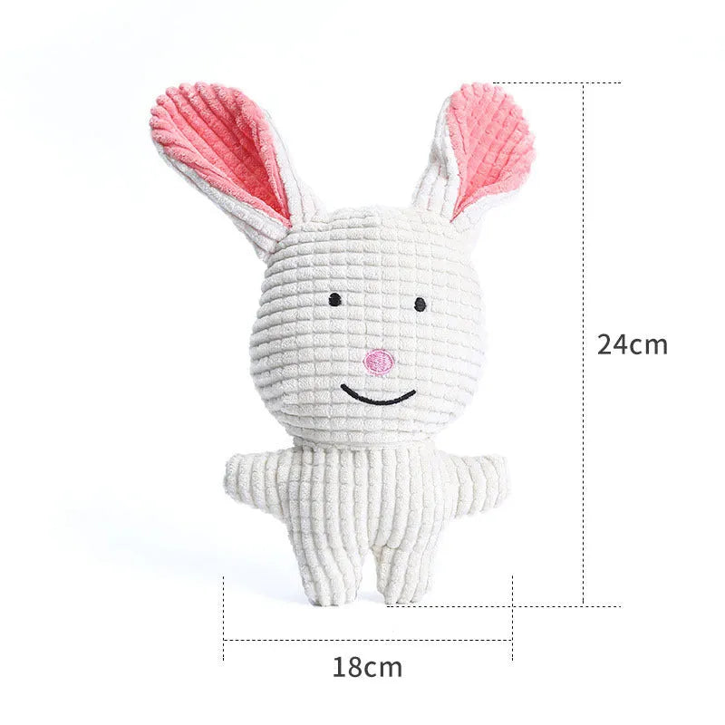 Colourful animal-shaped plush dog chew toy with squeaker for small dogs.