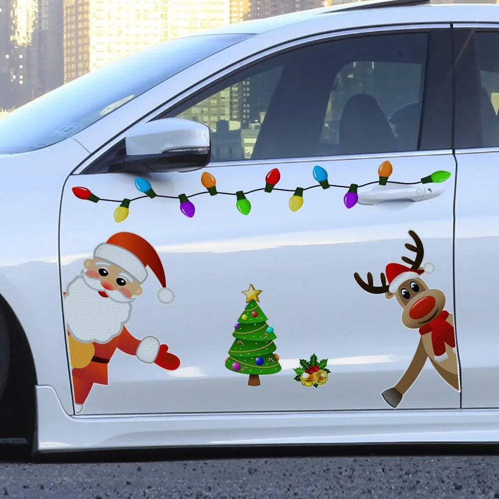 Colourful cartoon elk design on a medium-sized magnetic car decoration sticker.