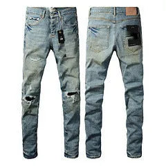 Men's black slim fit skinny jeans with a straight leg and button fly detail.