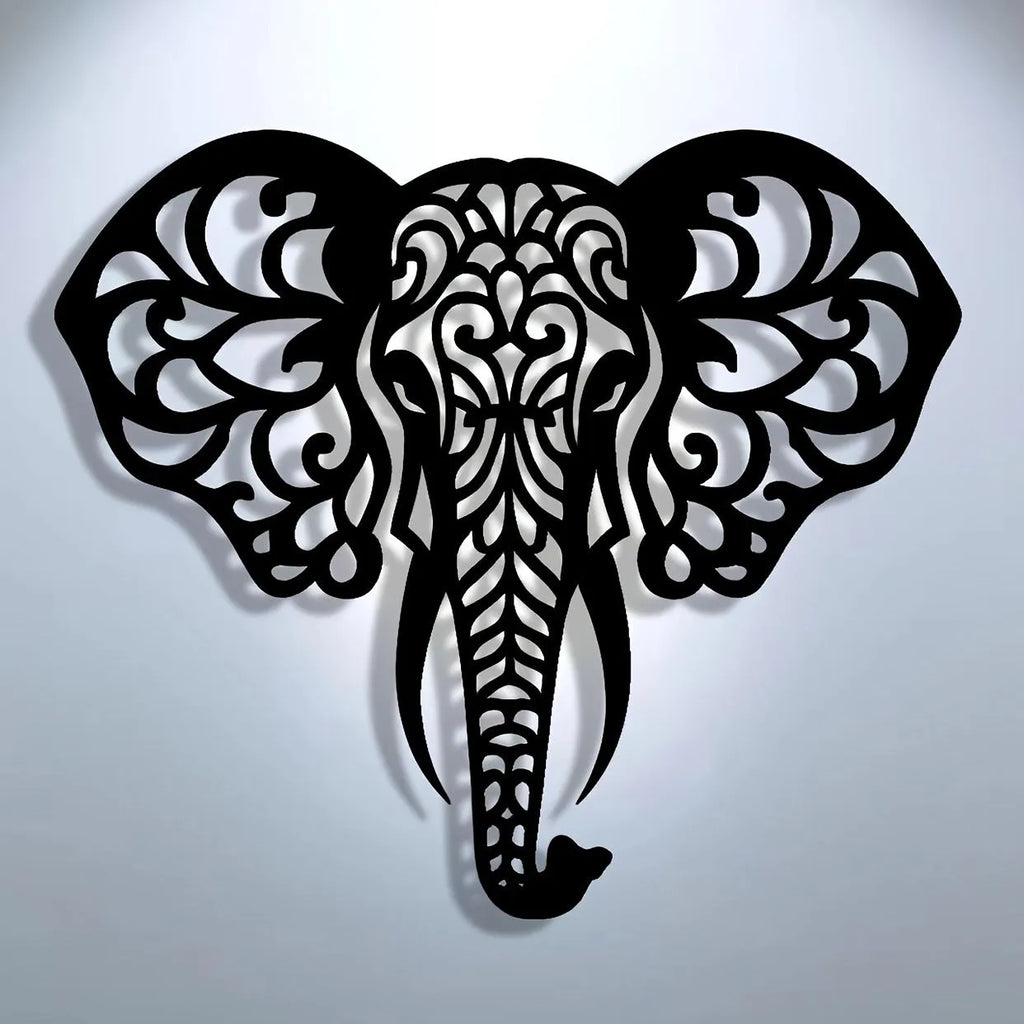 Wrought iron elephant wall decoration in modern simplicity style, metal construction, wall-mounted