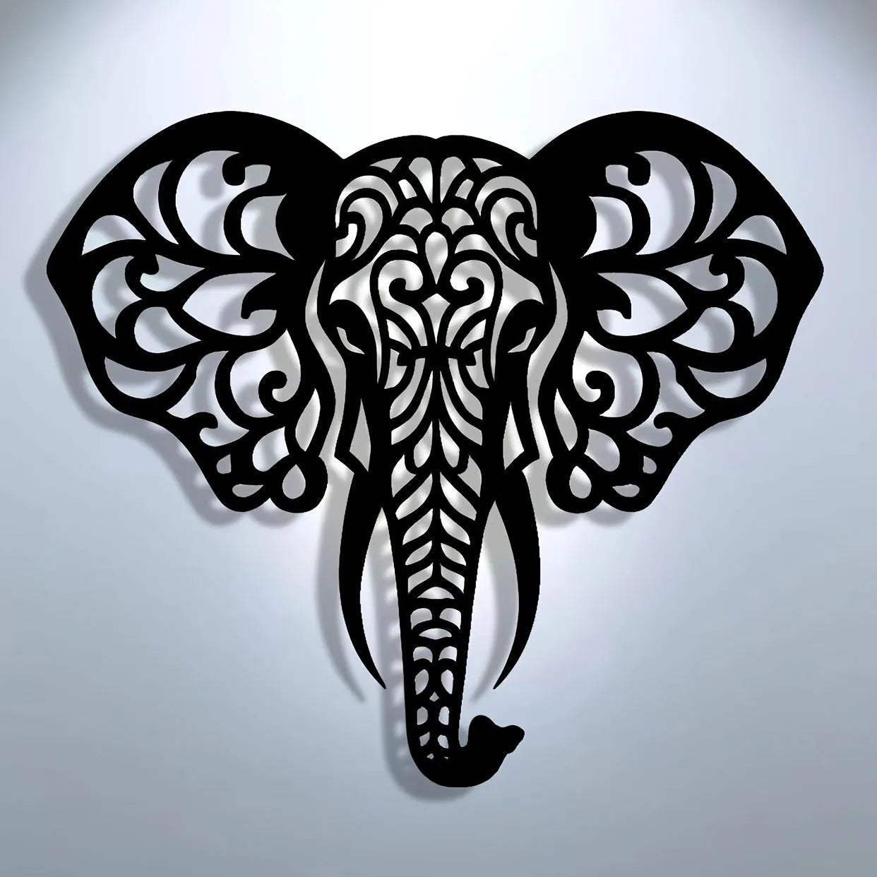 Wrought iron elephant wall decoration in modern simplicity style, metal construction, wall-mounted