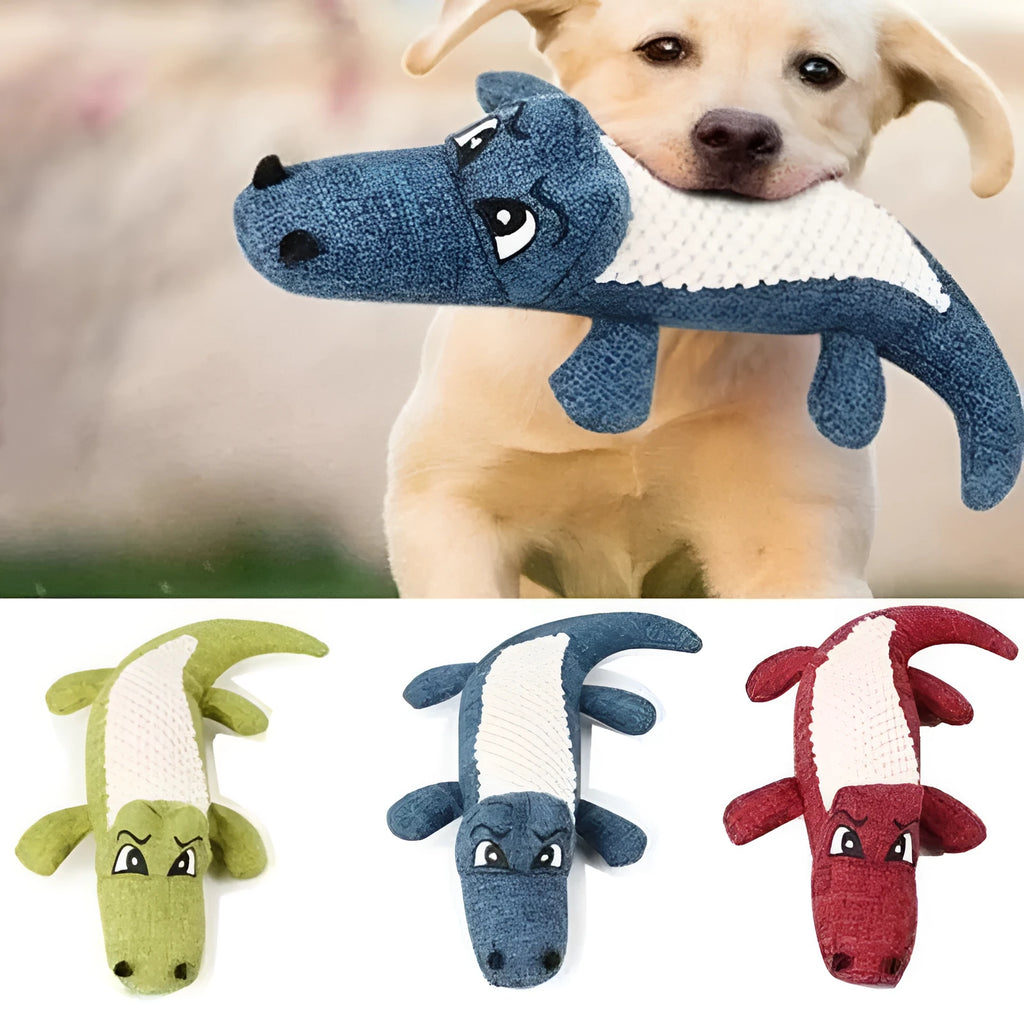 Blue corn grid texture pet plush toy for cats and dogs with biting sound feature.