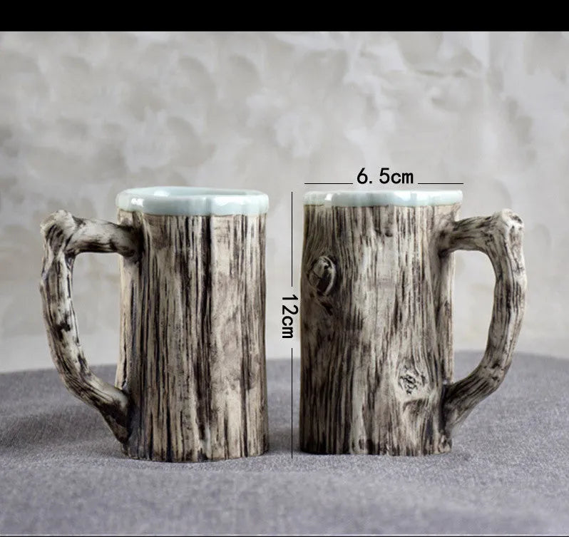 300ml porcelain hot bark mug with irregular shape and creative single-layer ceramic design