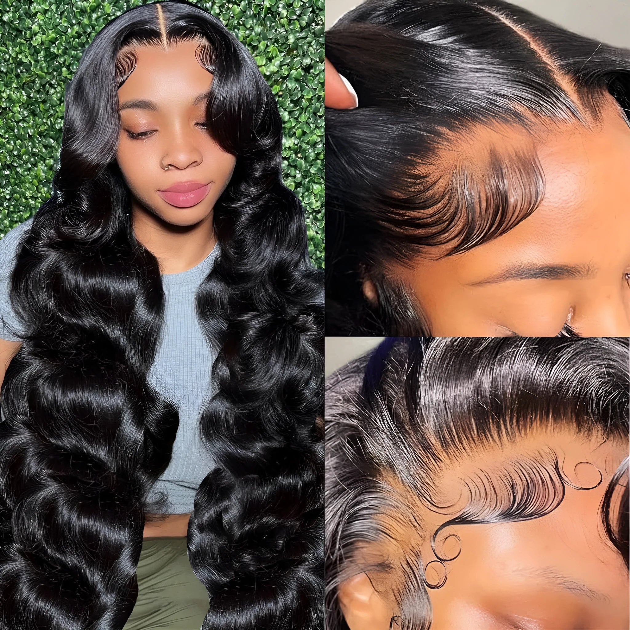 Black synthetic wig with medium large curly waves and lace mesh construction