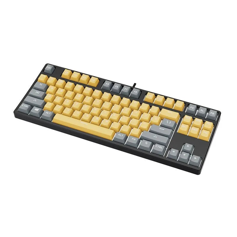 87-key wired mechanical keyboard with hot-swappable switches in two-tone colour option