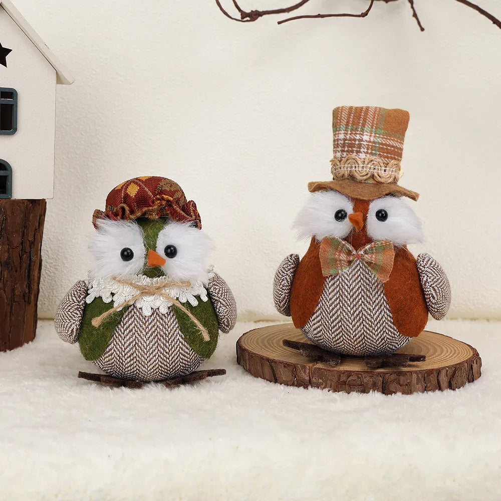 Thanksgiving harvest bird owl window pendant ornament in orange and green colours