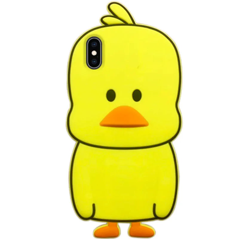 Green silicone phone case with a cartoon animal design for Apple iPhone models.