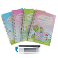 Children's English sticker copybook set with 4 paper books and a calligraphy pen