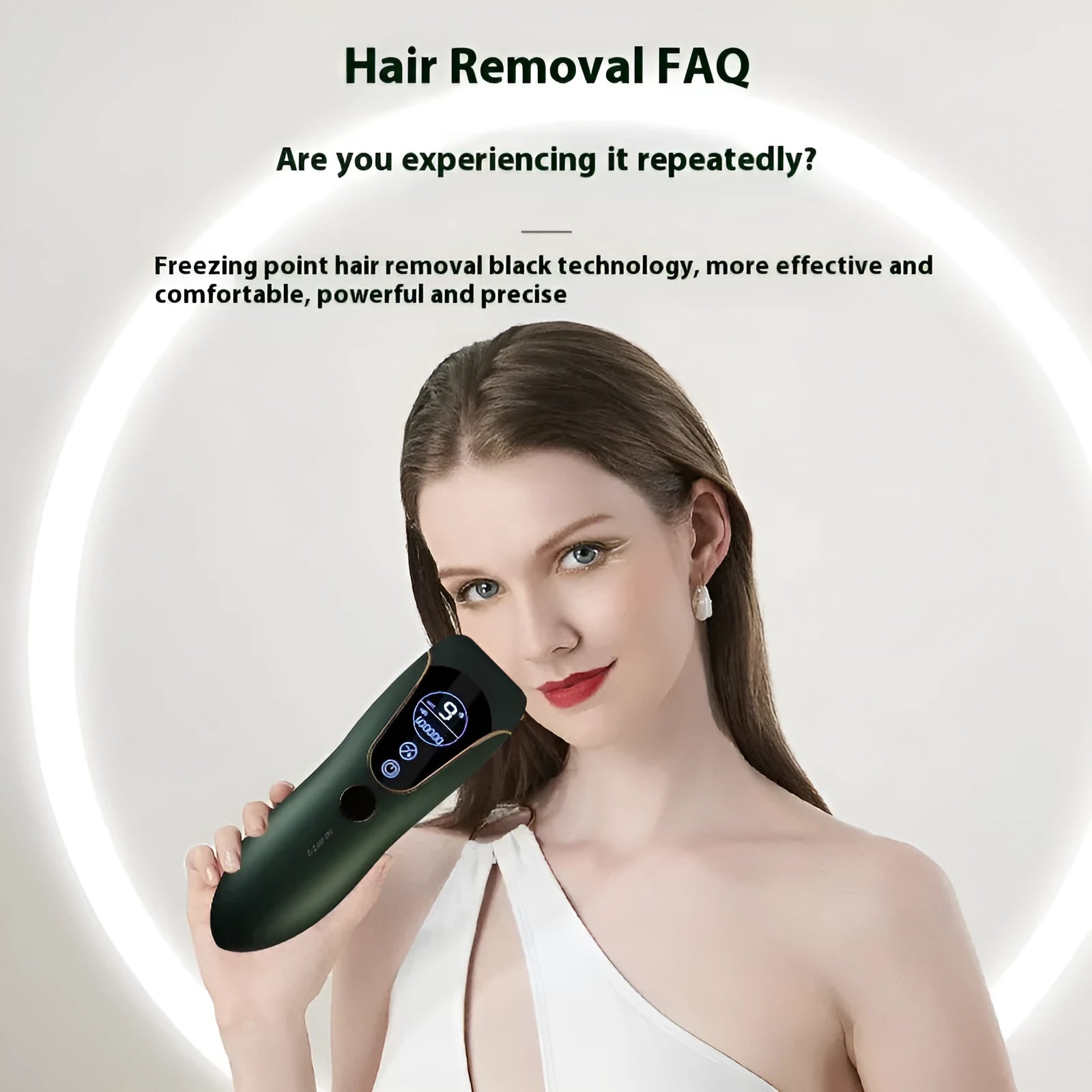 Freezing point hair removal device in sundial design with 36W DC power for body face leg and private parts hair removal