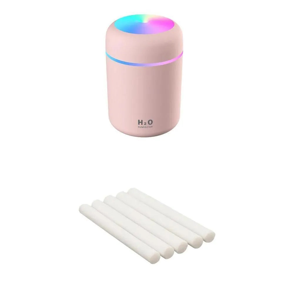 USB desktop mini humidifier with 300ml tank, low noise, in pink white and navy blue