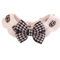 Wool knitted pet collar and neck warmer in houndstooth, black or red, sizes XS 20cm to L 35cm