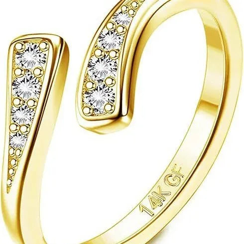Geometric gold plated toe ring with rhinestone or water drop decoration on alloy base
