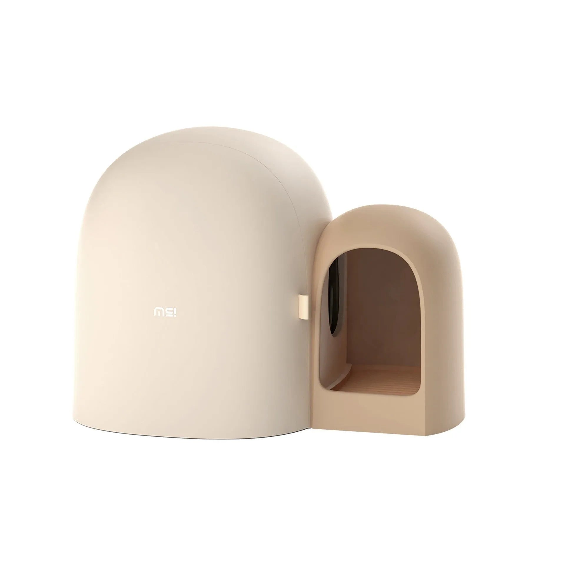 Fully enclosed oversized cat litter box in Aurora White colour with dimensions 67.7cm by 49cm.