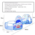 Children's three-in-one play tent set with ball pool and crawl tunnel in marine cartoon design
