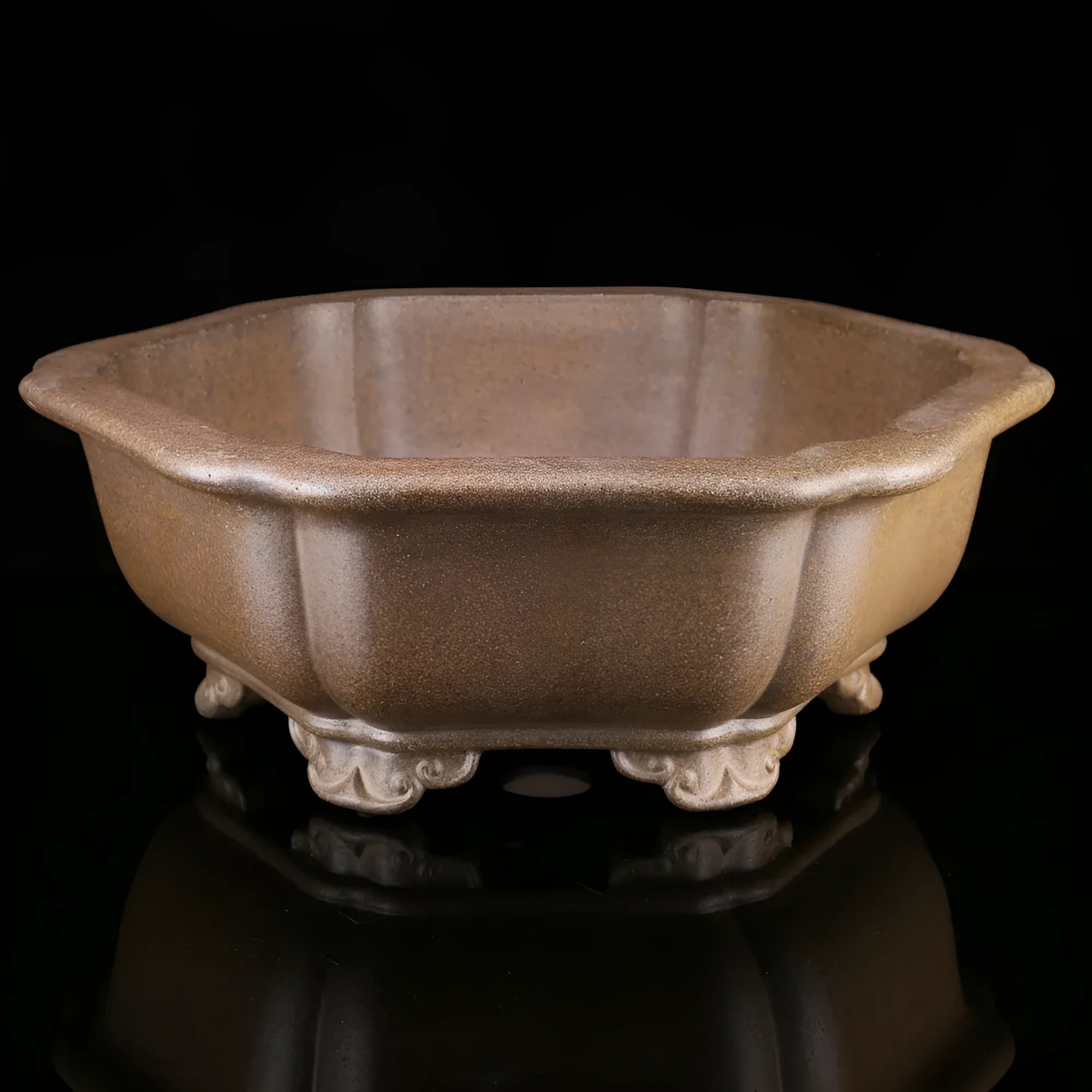 Large handmade purple sand bonsai pot in hexagonal or Begonia style for pine and tea plants